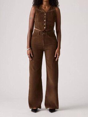 Levi's Ribcage Braided Wide Leg Corduroy Jeans Carafe Brown